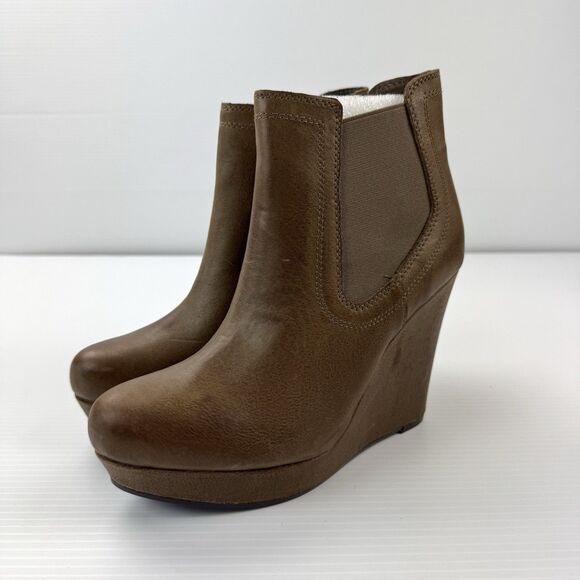 Seychelles Prime Suspect Brown Leather Wedge Chelsea Booties Women 10 NWOB - Picture 7 of 13